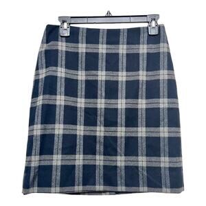 NWT Banana Republic Navy Blue Plaid Wool Gray Schoolgirl Academia Mini Skirt